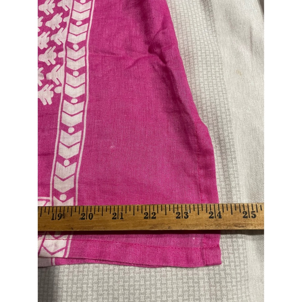 JM Collection top Large 100% linen pink Rhinestone embellish Boho Peasant Hippie - Picture 7 of 7